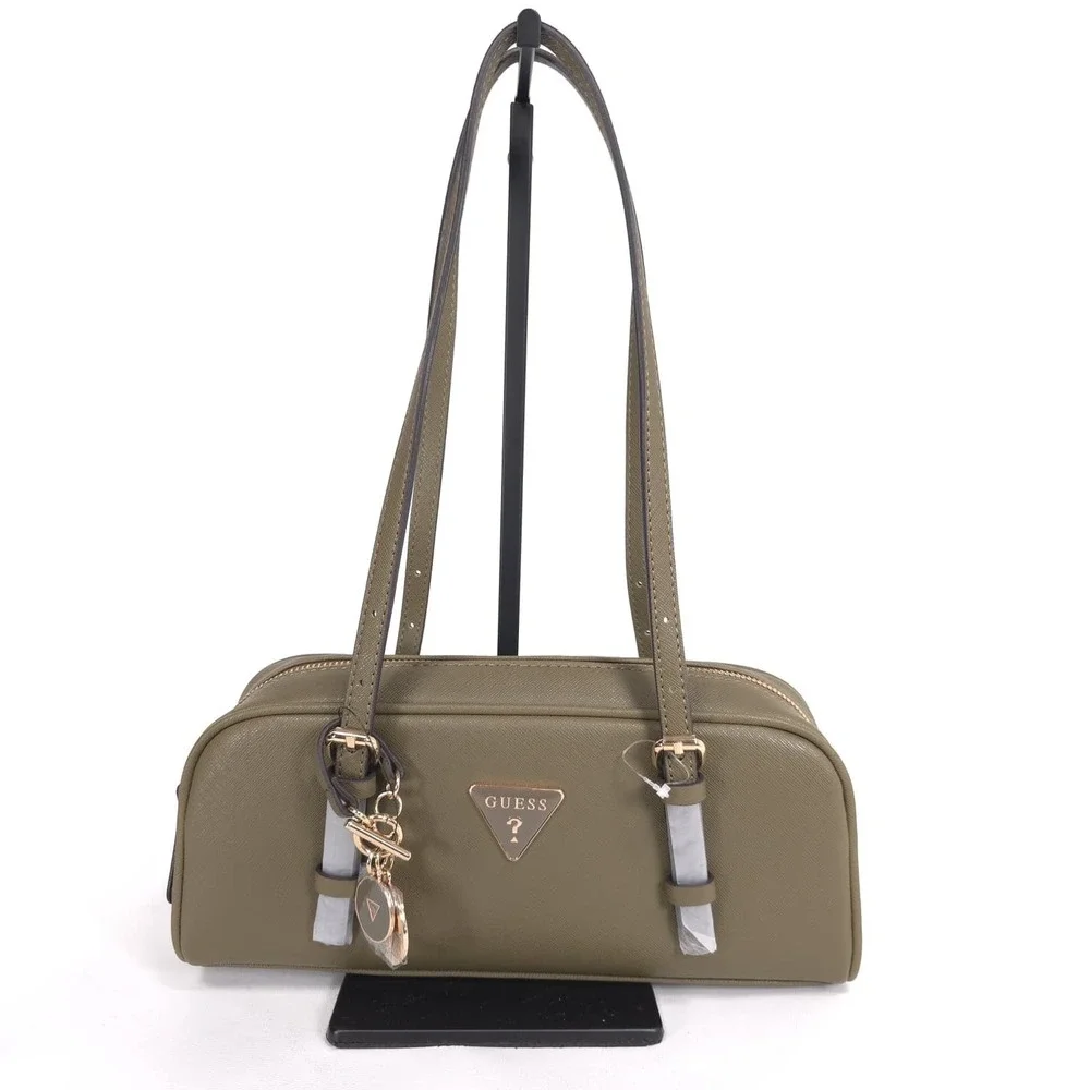 GUESS Womens New Zita Satchel Double Handle Shoulder Bag Olive Green SA731909